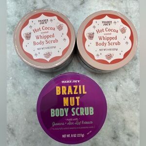 New! 2 Trader Joe’s Hot Cocoa Whipped Body Scrub and Brazil Nut Body Scrub.